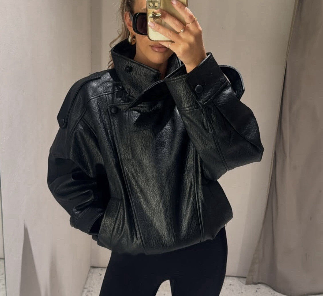 Veste en simili cuir noir