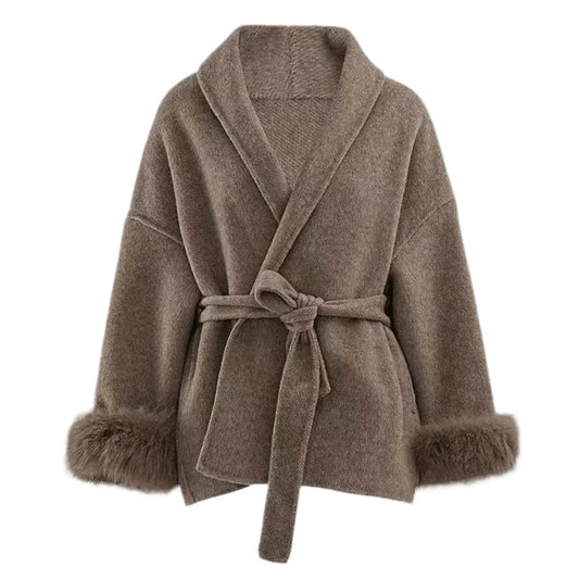 Wool coat with fur