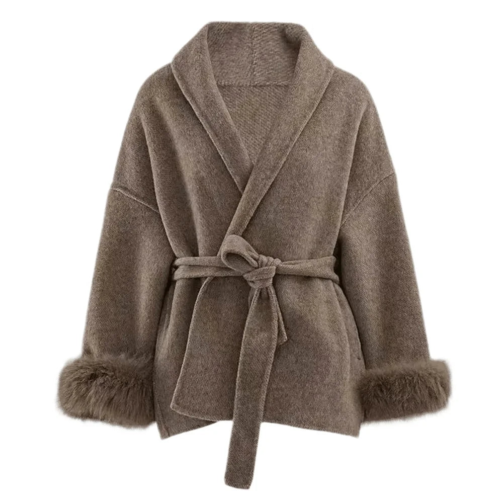 Manteau en laine avec fourrure