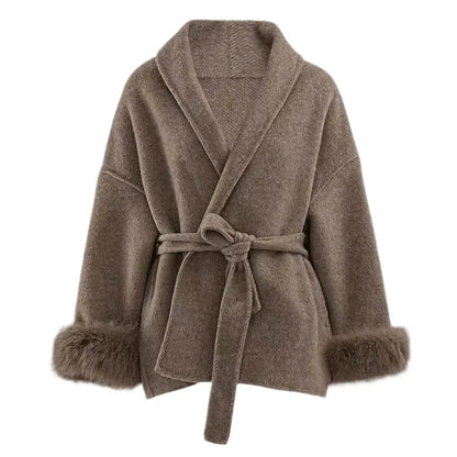 Manteau en laine avec fourrure